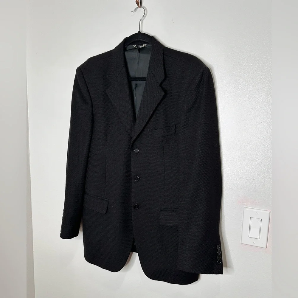 Homme Coture Men's Classic Line Super Lamb premium Black Blazer Made in Italy